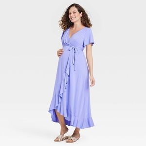 Flutter Sleeve Maxi Maternity Dress